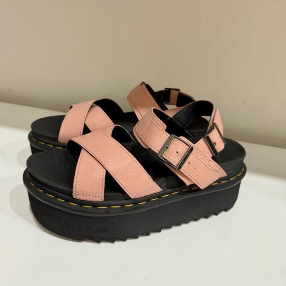 Dr. Martens Voss II Athena Leather Strap Platform Sandals Peach Beige Women's 9 - Picture 3 of 7
